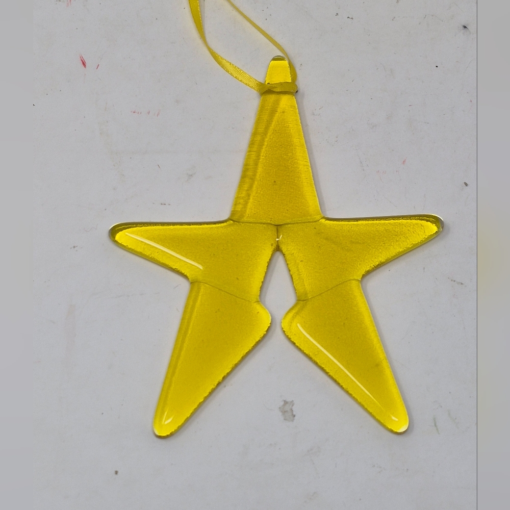 Yellow Fused Glass Star Ornament